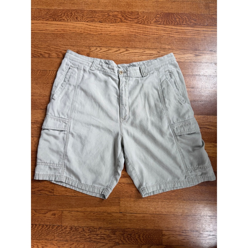 Tommy Bahama Relax Mens 38 Khaki Tan Cargo Shorts Tencel Cotton Blend Casual